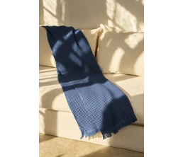 Плед вафельный Elenglect, темно-синий