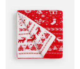 Плед Holidale, красный с молочным