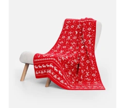 Плед Holidale, красный с молочным