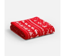 Плед Holidale, красный с молочным