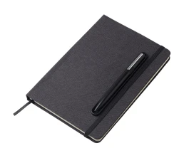 Набор блокнот А5 с магнитным держателем для ручки и подставкой для телефона и металлической шариковой ручкой "NotaBene", черный