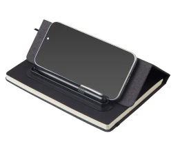 Набор блокнот А5 с магнитным держателем для ручки и подставкой для телефона и металлической шариковой ручкой 