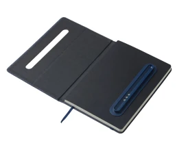 Набор блокнот А5 с магнитным держателем для ручки и подставкой для телефона и металлической шариковой ручкой 