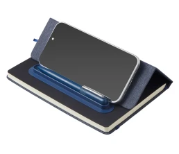 Набор блокнот А5 с магнитным держателем для ручки и подставкой для телефона и металлической шариковой ручкой 