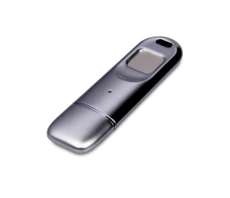 Металлическая флешка со сканером отпечатков пальцев в подарочной упаковке на 128 Гб, серебристый