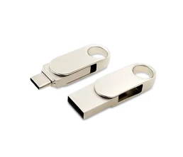 USB 2.0- флешка «Uranium» на 64 Гб с поворотным механизмом и дополнительным разъемом Type-C