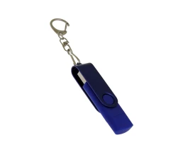 USB-флешка на 16 Гб 2 в 1 поворотный механизм, c дополнительным разъемом Type-C с одноцветным металлическим клипом, синий