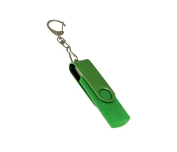 USB-флешка на 16 Гб 2 в 1 поворотный механизм, c дополнительным разъемом Type-C с одноцветным металлическим клипом, зеленый