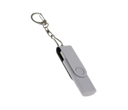 USB-флешка на 32 Гб 2 в 1 поворотный механизм, c дополнительным разъемом Type-C с одноцветным металлическим клипом, белый