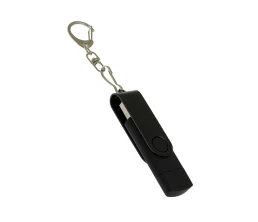 USB-флешка на 32 Гб 2 в 1 поворотный механизм, c дополнительным разъемом Type-C с одноцветным металлическим клипом, черный