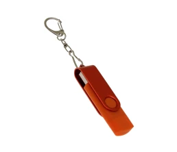 USB-флешка на 32 Гб 2 в 1 поворотный механизм, c дополнительным разъемом Type-C с одноцветным металлическим клипом, оранжевый