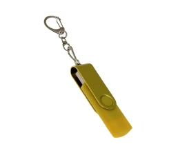 USB-флешка на 32 Гб 2 в 1 поворотный механизм, c дополнительным разъемом Type-C с одноцветным металлическим клипом, желтый