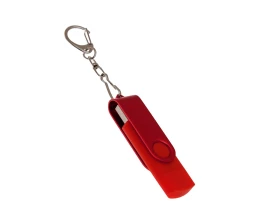 USB-флешка на 64 Гб 2 в 1 поворотный механизм, c дополнительным разъемом Type-C с одноцветным металлическим клипом, красный