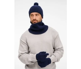 Шапка Catch Match с помпоном, темно-синяя