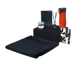 Подарочный набор с палантином и термокружкой, красный