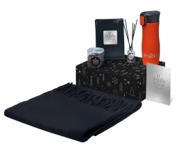 Подарочный набор с палантином и термокружкой, красный