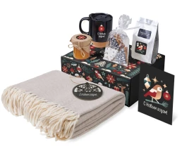 Подарочный набор c пледом, кружкой и вареньем, черный