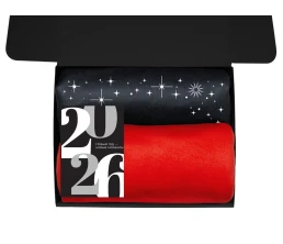 Подарочный набор c пледом, френчпрессом, чаем и медом, красный