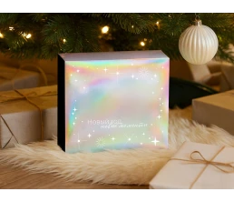 Подарочная коробка с голографическим шубером «Aurora», L, вн. размер 260х260х100 мм.