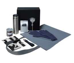 Подарочный набор с перчатками, термосом и чаем, темно-синий