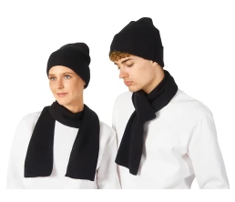 Подарочный набор с варежками, шарфом и термосом, черный