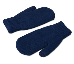 Подарочный набор с варежками, шарфом и термосом, темно-синий