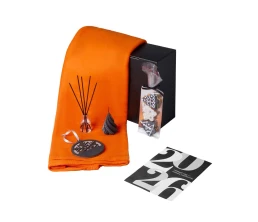 Подарочный набор с пледом, свечой и диффузором, оранжевый