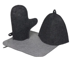 Банный набор из шапки, рукавицы и коврика "Calm", серый