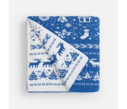 Плед Holidale, синий с молочным