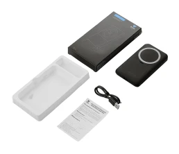 Беспроводной внешний аккумулятор с подсветкой лого и подставкой «Magflash», 10000 мАч, 15 Вт, черный