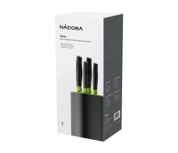 Набор из 4 кухонных ножей в универсальном блоке,  NADOBA, серия OLIVIA