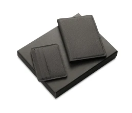 Подарочный набор "Consul": обложка для паспорта и картхолдер, серый