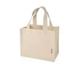 Мини эко-сумка Odessa с клинчиком, изготовленная из переработанного хлопка, сертифицированного согласно GRS, плотностью 220 г/м², объемом 9 л - Натуральный