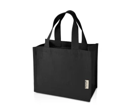 Мини эко-сумка Odessa с клинчиком, изготовленная из переработанного хлопка, сертифицированного согласно GRS, плотностью 220 г/м², объемом 9 л - сплошной черный