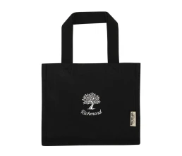 Мини эко-сумка Odessa с клинчиком, изготовленная из переработанного хлопка, сертифицированного согласно GRS, плотностью 220 г/м², объемом 9 л - сплошной черный