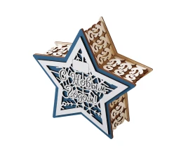 Шкатулка из фанеры в виде звезды "Asteris", сине-серебристый