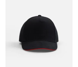 Бейсболка Classic 2.0, черная с красным кантом