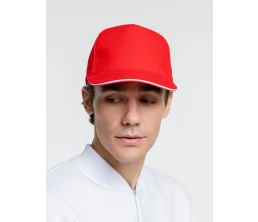 Бейсболка Classic 2.0, красная с белым кантом