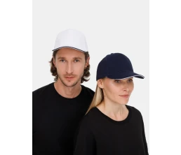 Бейсболка Classic 2.0, белая с темно-синим кантом