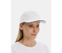 Бейсболка Classic 2.0, белая с темно-синим кантом