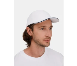 Бейсболка Classic 2.0, белая с темно-синим кантом