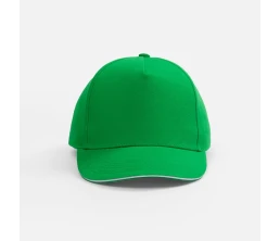 Бейсболка Classic 2.0, ярко-зеленая с белым кантом