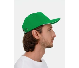 Бейсболка Classic 2.0, ярко-зеленая с белым кантом