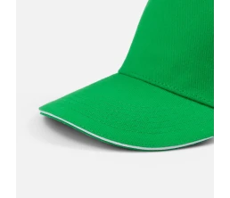 Бейсболка Classic 2.0, ярко-зеленая с белым кантом