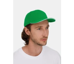 Бейсболка Classic 2.0, ярко-зеленая с белым кантом