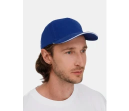 Бейсболка Classic 2.0, ярко-синяя с белым кантом