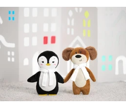 Мягкая игрушка Beastie Toys, пингвиненок с белым шарфом