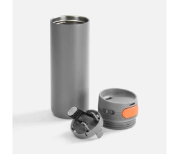 Термостакан X1 с цветной кнопкой, серый с оранжевым