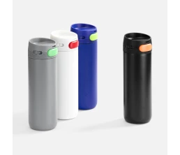 Термостакан X1 с цветной кнопкой, серый с оранжевым