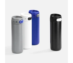 Термостакан X1 с цветной кнопкой, серый с оранжевым